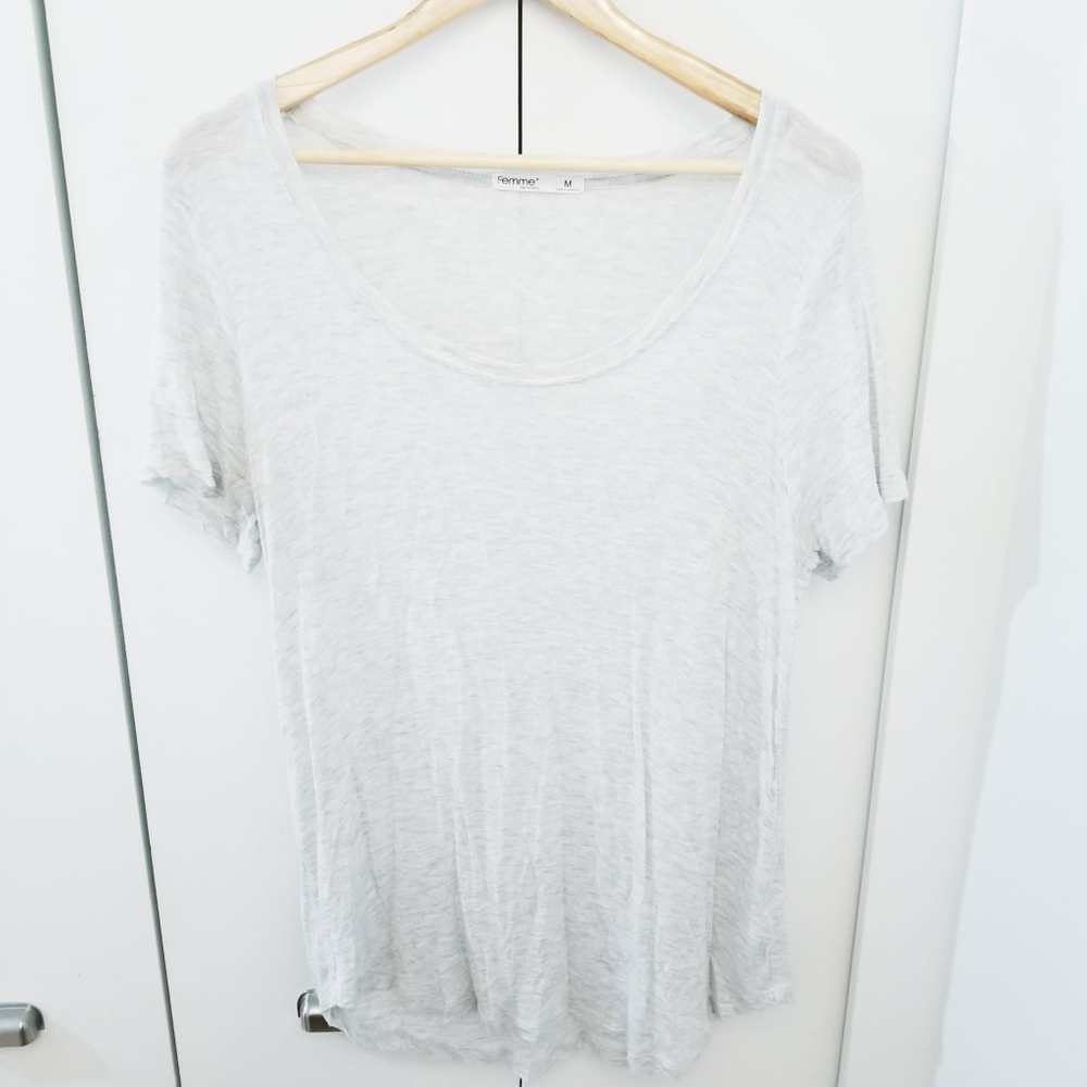 3/$45 Femme | Grey Heather Scoopneck T-Shirt Top